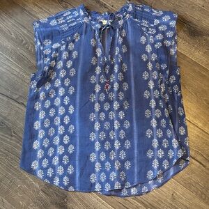 Anthropologie Blue and White Floral Blouse